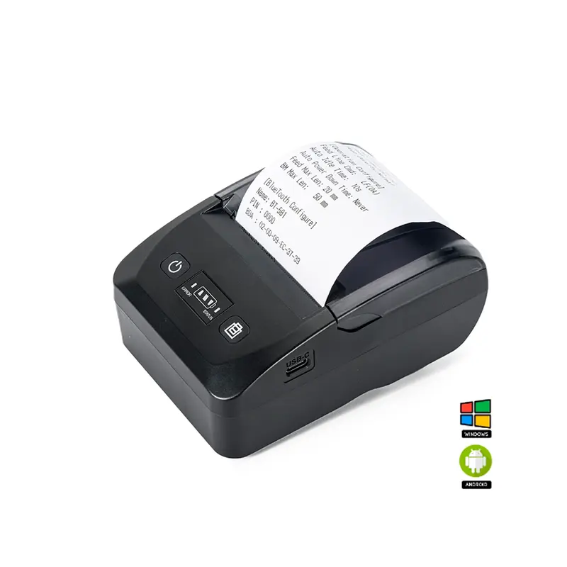 Impresora térmica  portátil 57mm con interfaz Bluetooth + USB